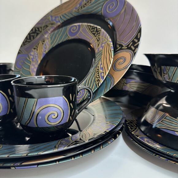 Vtg Arcoroc Tampico Cup and Saucer Set of 3 Funky Groovy Post Modern Memphis - Picture 4 of 6